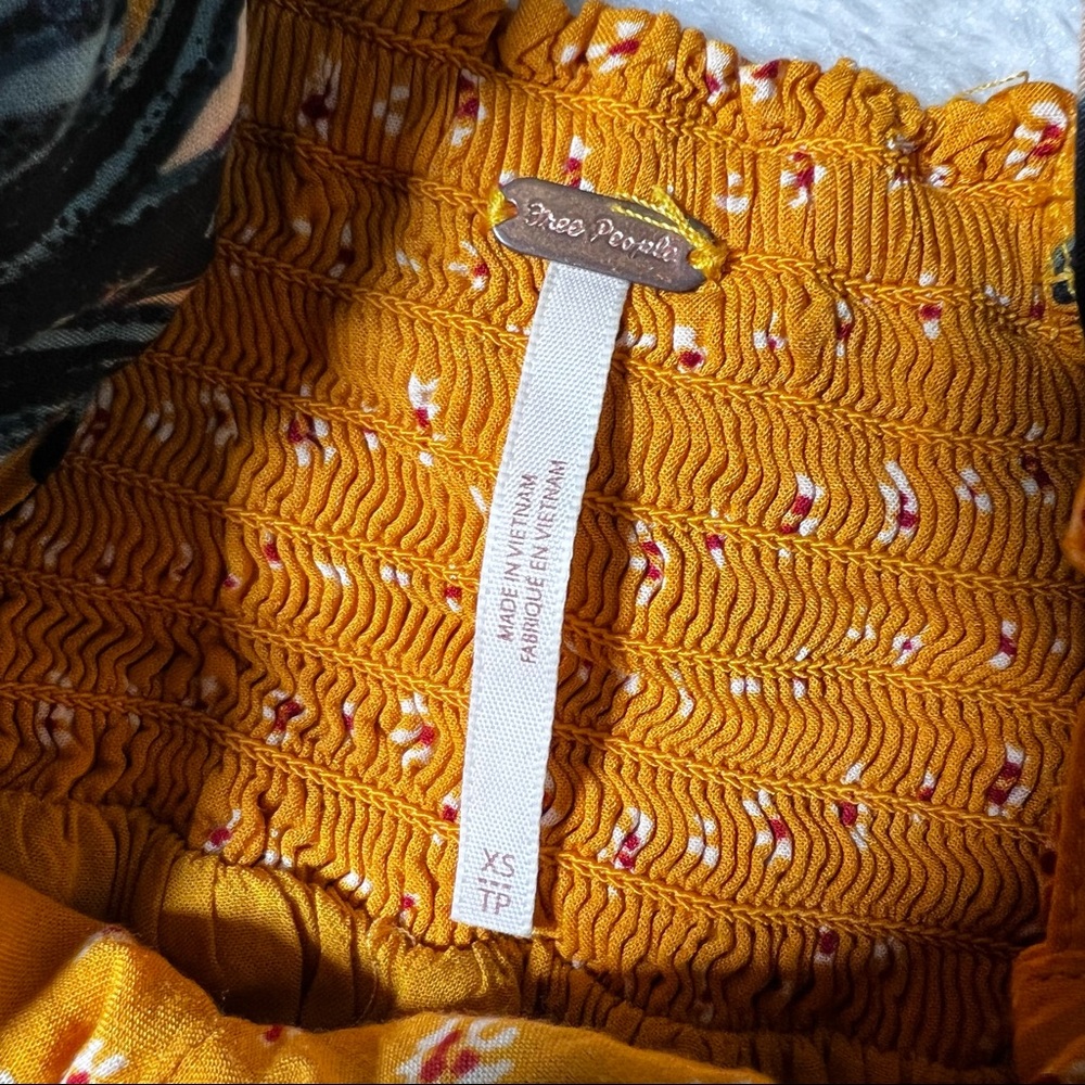 Free People Walking Through My Dreams Orange Floral Paisley Smocked Dress - Picture 13 of 15